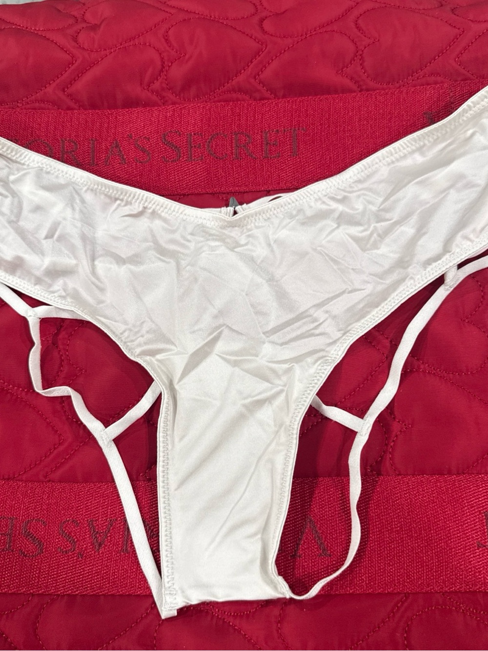 Victoria's Secret Very Sexy StarstruckWhite Strappy Thong Panty with Side Straps